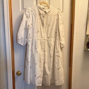 Polagram White Floral Embroidered Dress